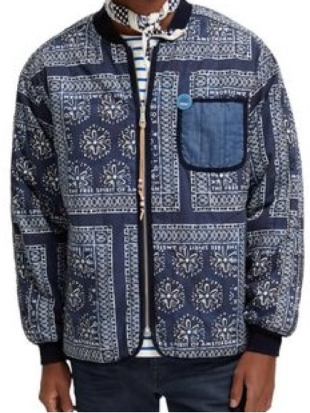 Men's Scotch & Soda Navy Bandana Print Quilted Jacket -